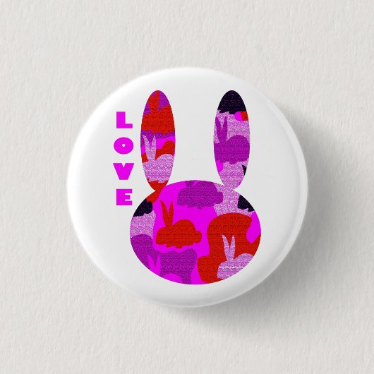 Badge Rond 2,50 Cm Insigne de lapin d'amour (Devant)