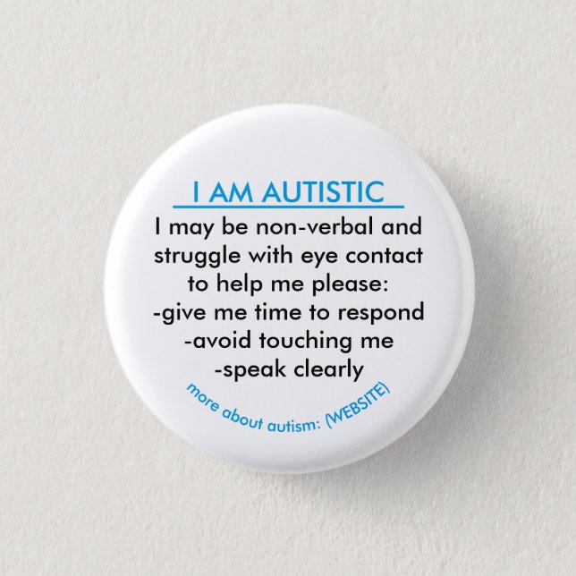 Badge Rond 2,50 Cm Insigne de l'information d'autisme (Devant)