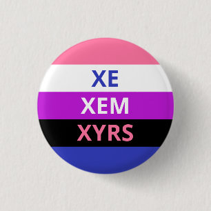 Badge Rond 2,50 Cm Insigne indicateur Xe/Xem Pronounounouns Genderflu