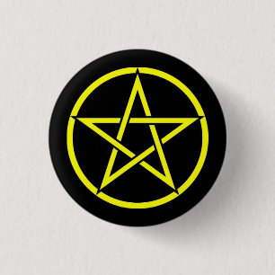 Badge Rond 2,50 Cm Insigne noir et jaune de bouton de pentagone