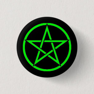 Badge Rond 2,50 Cm Insigne noir et vert de bouton de pentagone étoilé