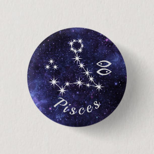 Badge Rond 2,50 Cm Insigne Poissons, Insigne Horoscope Zodiaque