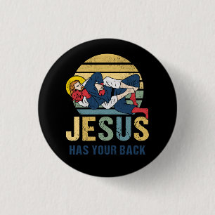 Badge Rond 2,50 Cm Inspiration Jésus a votre dos Jiu Jitsu Retro