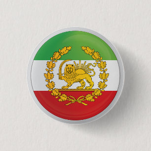 Badge Rond 2,50 Cm Iran Royaume des Lions Perse Pahlevi