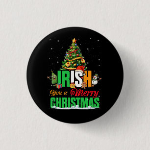 Badge Rond 2,50 Cm Irish You A Joyeux Noël Père Noël Drapeau Irlandai