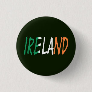 Badge Rond 2,50 Cm Irlande superposée sur le drapeau irlandais pbcn