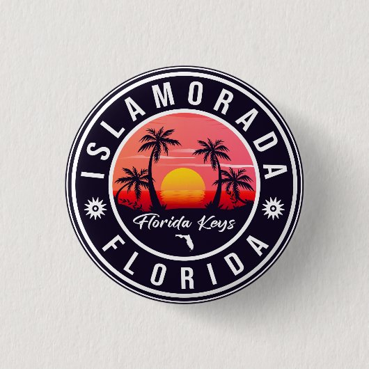 Badge Rond 2,50 Cm Islamorada Florida Retro Sunset Beach Souvenirs (Devant)