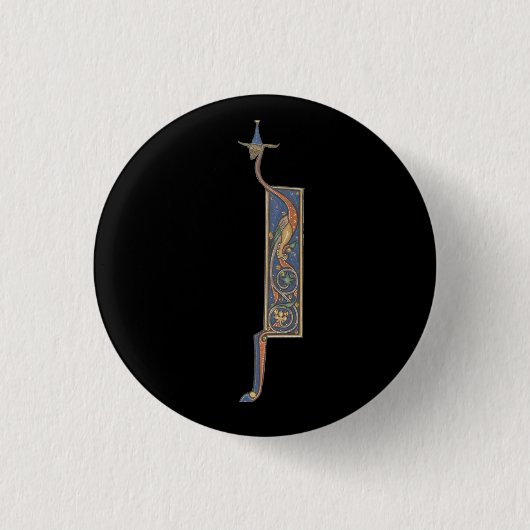 Badge Rond 2,50 Cm J initial éclairé (Devant)