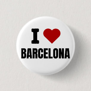 Badge Rond 2,50 Cm J'adore Barcelone - Je cœur Barcelone Espagne