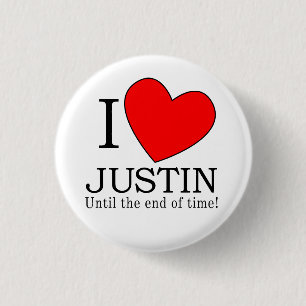 Badge Rond 2,50 Cm J'adore Justin jusqu'à la fin des temps ! Bouton