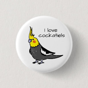 Badge Rond 2,50 Cm J'adore les cockatiels gris normal