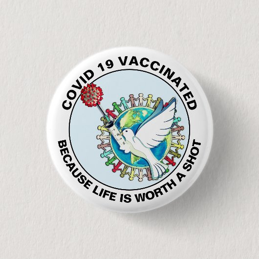 Badge Rond 2,50 Cm J'Ai Été Vacciné (Devant)