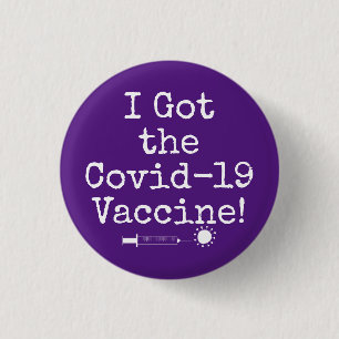 Badge Rond 2,50 Cm J'ai eu le vaccin Covid-19 Simple foncé violet