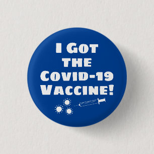Badge Rond 2,50 Cm J'ai le vaccin Covid-19 Quirky Simple Blue