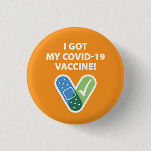 Badge Rond 2,50 Cm J'ai mon vaccin COVID-19 ! Bandaid Orange