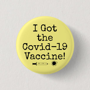 Badge Rond 2,50 Cm J'ai reçu le vaccin Covid-19 Simple Jaune clair