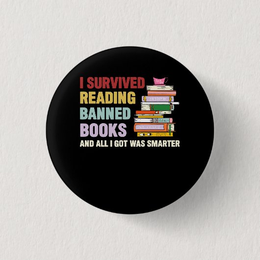 Badge Rond 2,50 Cm J'Ai Survécu À La Lecture Interdite Livres Livre L (Devant)