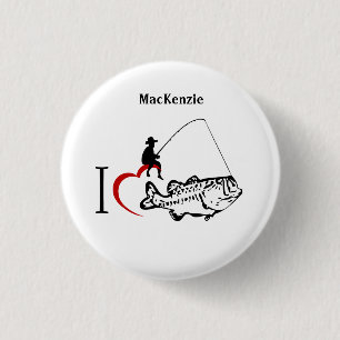 Badge Rond 2,50 Cm J'aime aller pêcher l'étiquette nommée