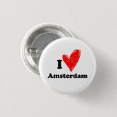 Badge Rond 2,50 Cm J'aime Amsterdam (Devant & derrière)