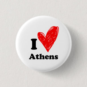 Badge Rond 2,50 Cm J'aime Athènes