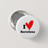 Badge Rond 2,50 Cm J'aime Barcelone (Devant & derrière)