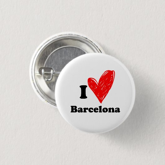 Badge Rond 2,50 Cm J'aime Barcelone (Devant & derrière)