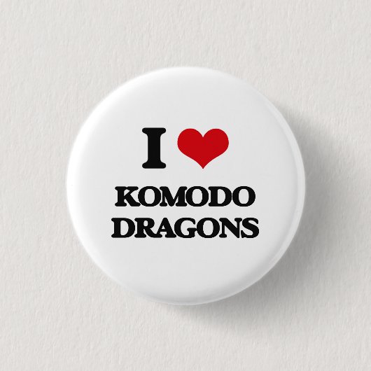Badge Rond 2,50 Cm J'aime des dragons de Komodo (Devant)
