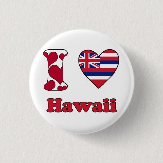 Badge Rond 2,50 Cm J'aime Hawaii (Devant)
