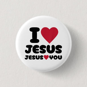 Badge Rond 2,50 Cm J'aime Jésus et Jésus t'aime chrétien