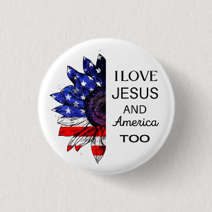 Badge Rond 2,50 Cm J'aime Jésus et l'Amérique aussi