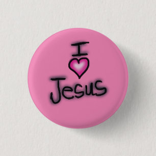 Badge Rond 2,50 Cm J'aime Jésus I Coeur Jésus