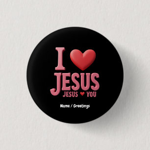 Badge Rond 2,50 Cm J'Aime Jésus, Jésus Vous Aime Une Foi Chrétienne
