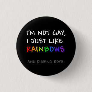 Badge Rond 2,50 Cm J'aime juste le bouton d'arcs-en-ciel (embrassant