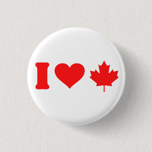 Badge Rond 2,50 Cm J'aime la feuille de coeur du Canada