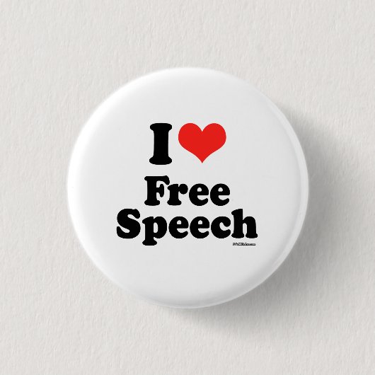 BADGE ROND 2,50 CM J'AIME LA LIBERTÉ D'EXPRESSION (Devant)
