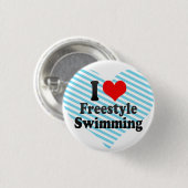 Badge Rond 2,50 Cm J'aime la natation de style libre (Devant & derrière)