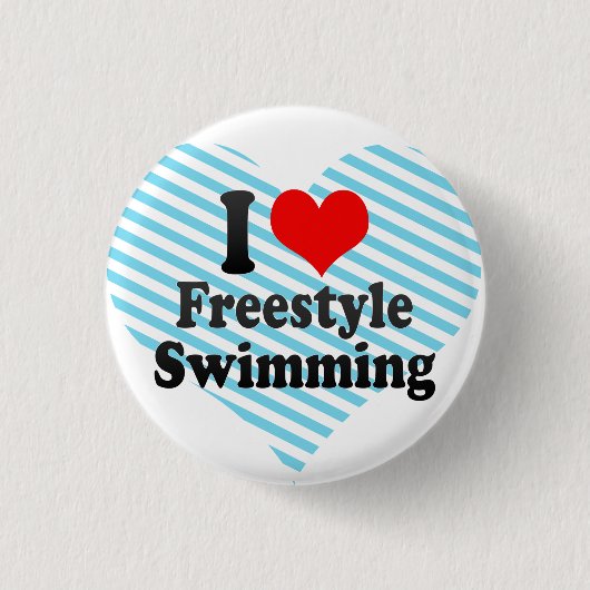 Badge Rond 2,50 Cm J'aime la natation de style libre (Devant)