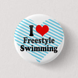 Badge Rond 2,50 Cm J'aime la natation de style libre