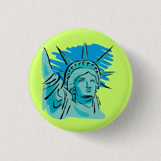 Badge Rond 2,50 Cm J'aime l'Amérique - statue de la liberté New York (Devant)