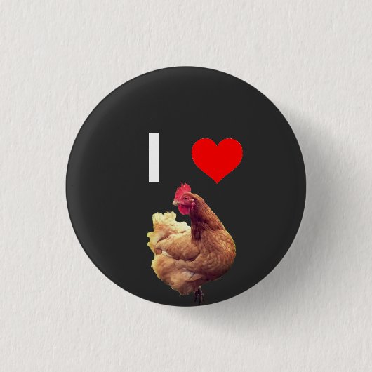 BADGE ROND 2,50 CM J'AIME LE BOUTON DE POULET (Devant)