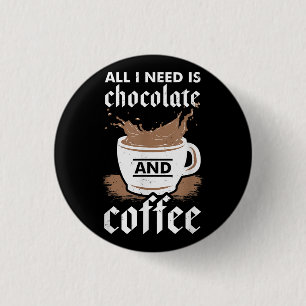 Badge Rond 2,50 Cm J'Aime Le Chocolat Et Le Café