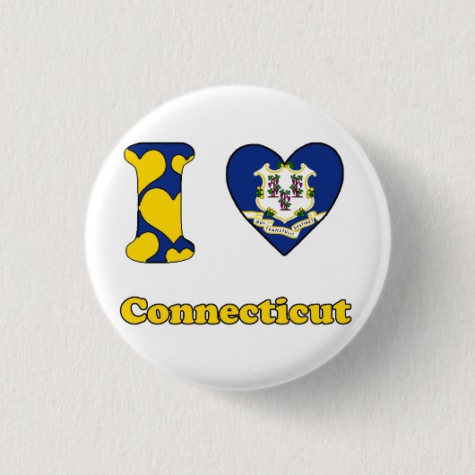Badge Rond 2,50 Cm J'aime le Connecticut (Devant)