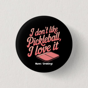 Badge Rond 2,50 Cm J'aime le Pickleball Graphique de Sports de Paddle