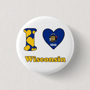 Badge Rond 2,50 Cm J'aime le Wisconsin