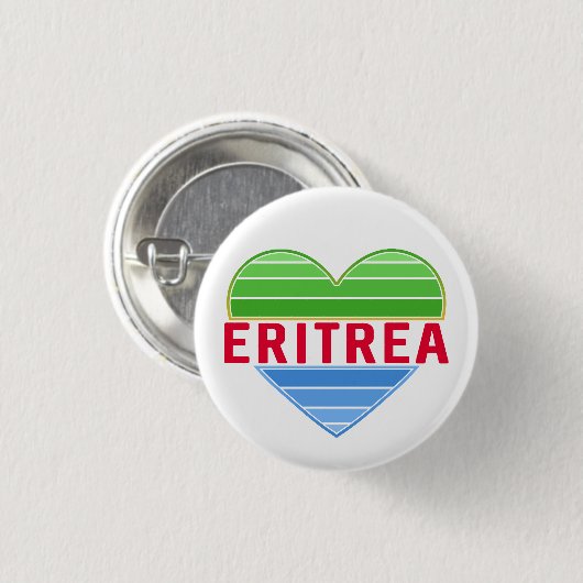 Badge Rond 2,50 Cm J'aime l'Erythrée, coeur érythréen (Devant & derrière)