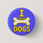 BADGE ROND 2,50 CM J'AIME LES CHIENS (Devant)