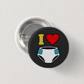 BADGE ROND 2,50 CM J'AIME LES DIAPERS (Devant & derrière)