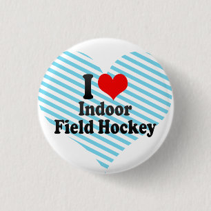 Badge Rond 2,50 Cm J'aime l'hockey de champ d'intérieur