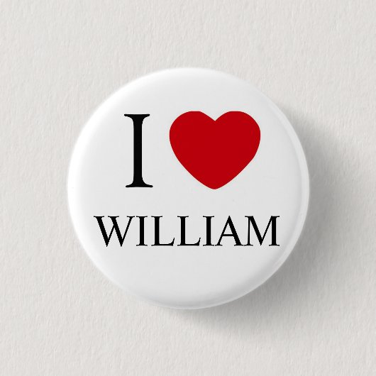 Badge Rond 2,50 Cm J'aime l'insigne de William (Devant)
