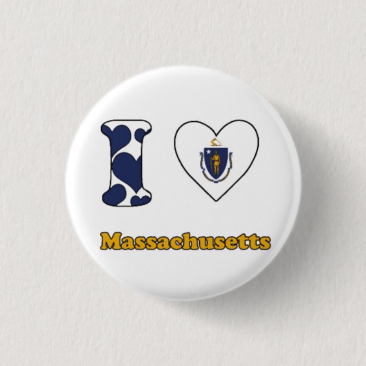 Badge Rond 2,50 Cm J'aime Massachusetts (Devant)